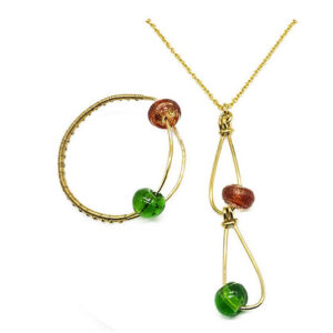 Handmade Recycled Glass & Brass Jewelry Set